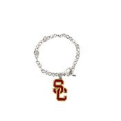 USC Trojans SC Interlock Silver Enamel Bracelet